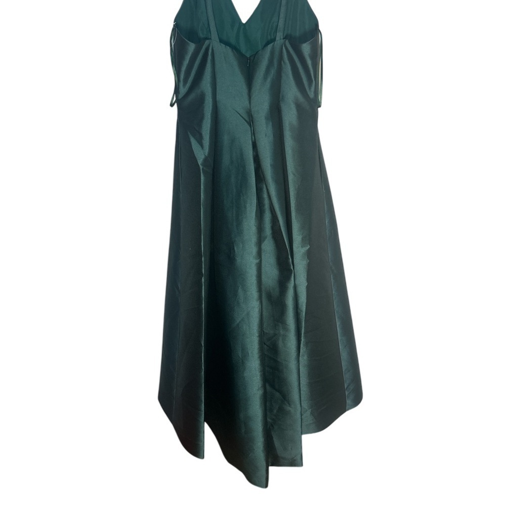 Carmen Marc Valvo Formal Event Emerald High-Low Beaded Mikado Gown Sz 8 - Picture 6 of 9